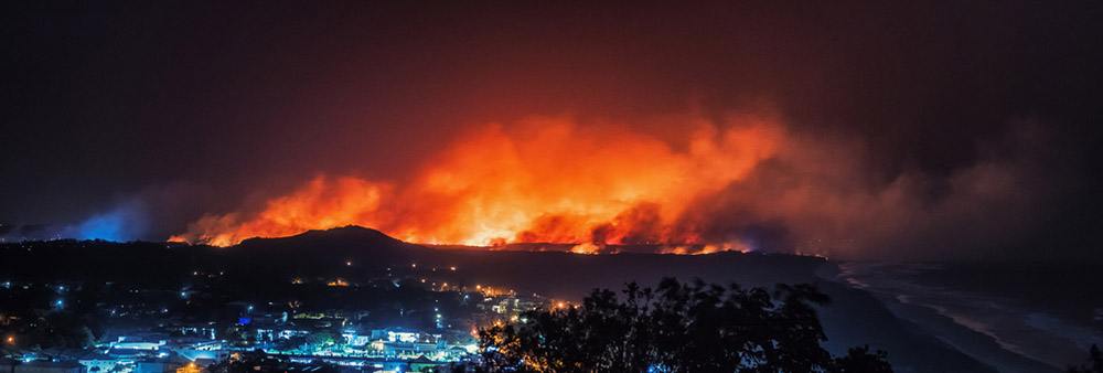 Panoramic view of wildfire Panoramic view of wildfire